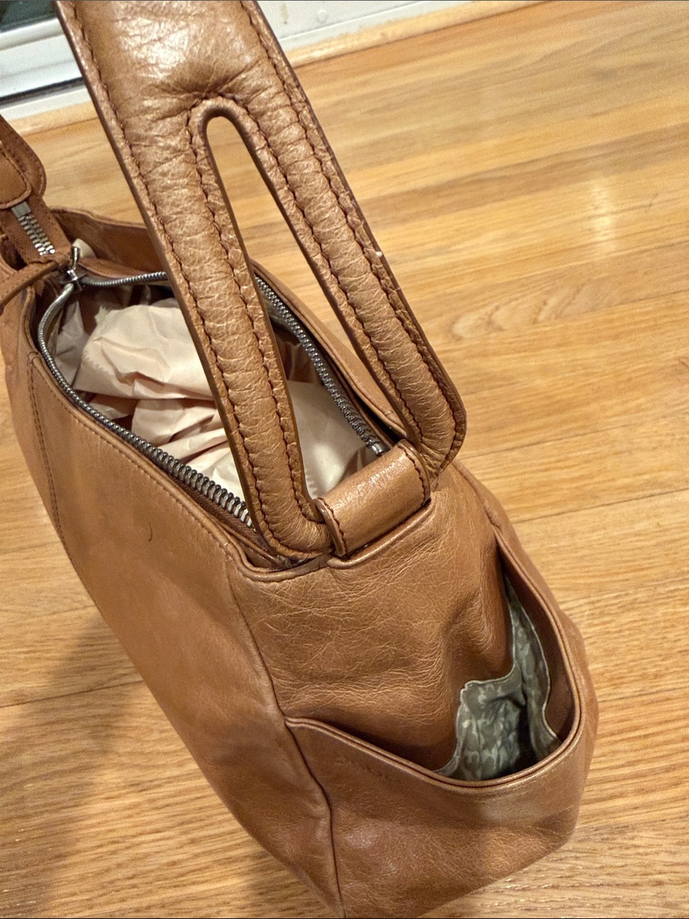 HOBO International Y2K 90s Cognac Leather Shoulder Bag - Picture 4 of 8